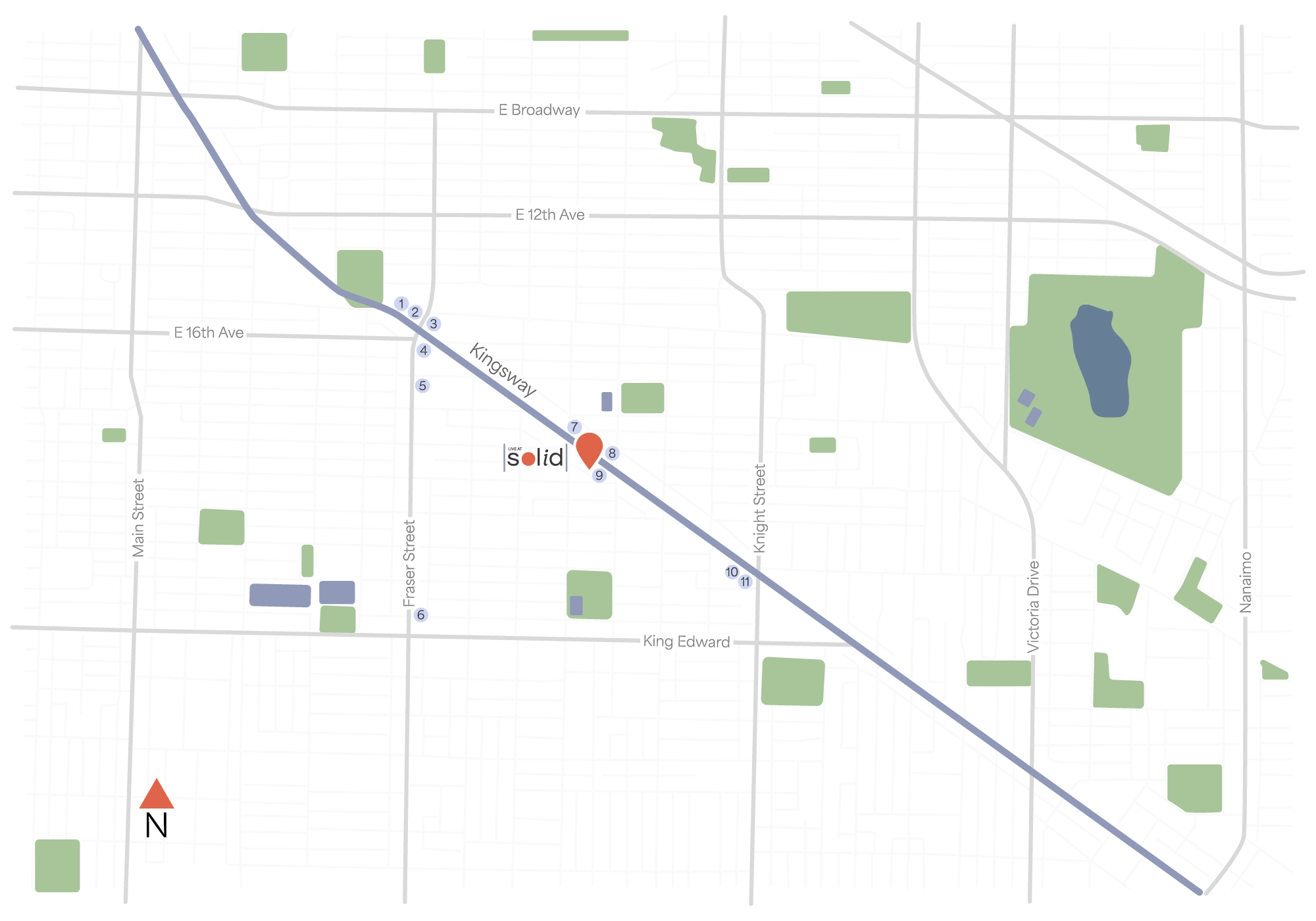 map of Vancouver showing restaurant locations